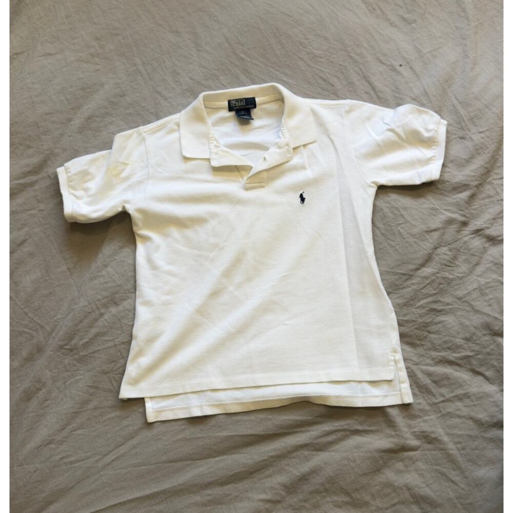 Polo by Ralph Lauren Boys White Polo-Branded Polo Shirt Size 7